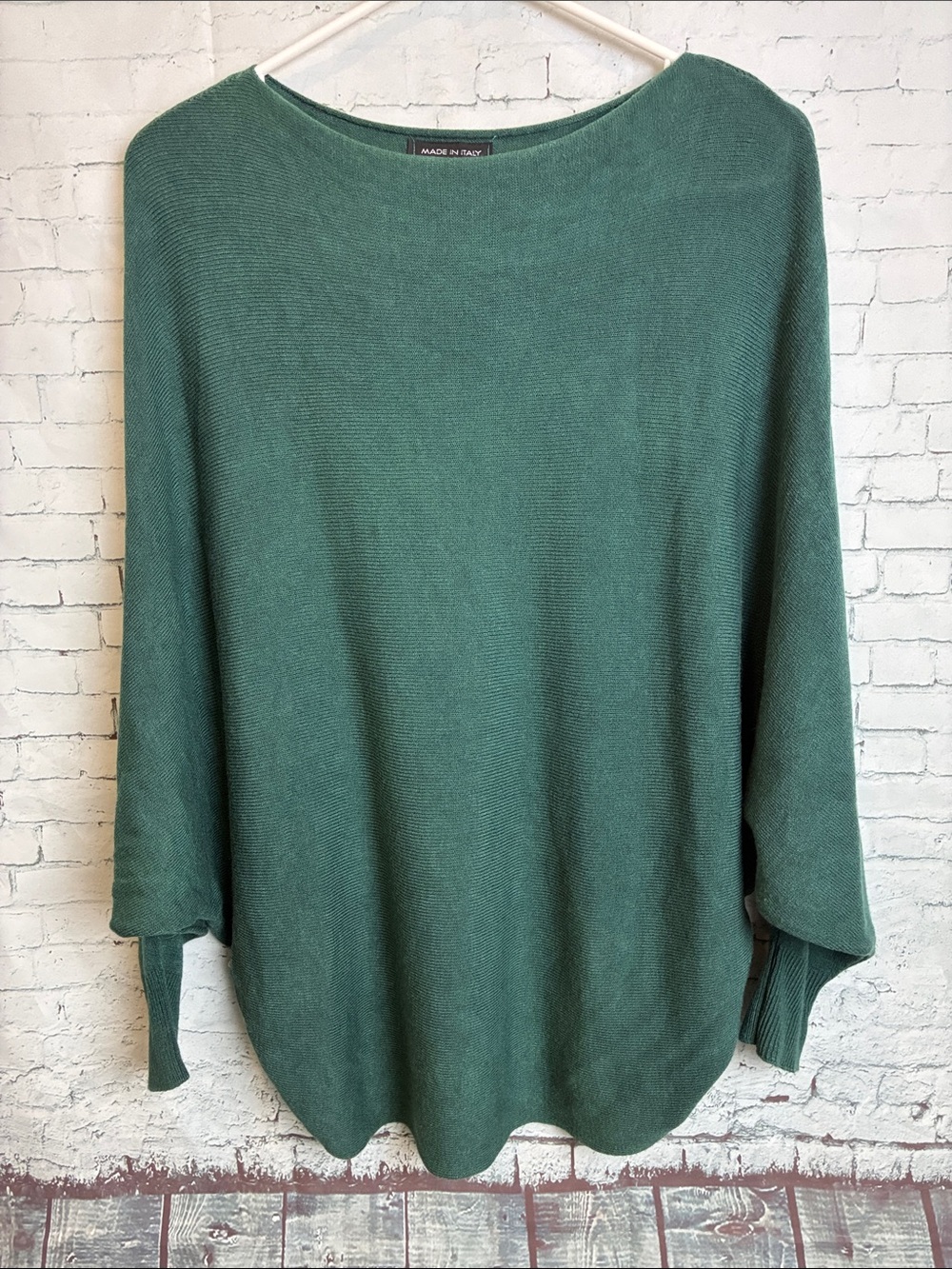 Made In Italy Green Modal Blend Dolman Sleeve Sweater Estimated Large Lagenlook